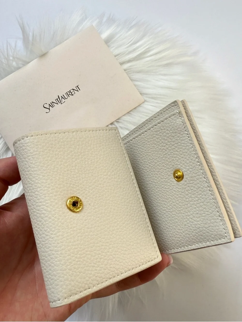 Saint Laurent Cream Wallet with Gold YSL logo NEW - Picture 7 of 13